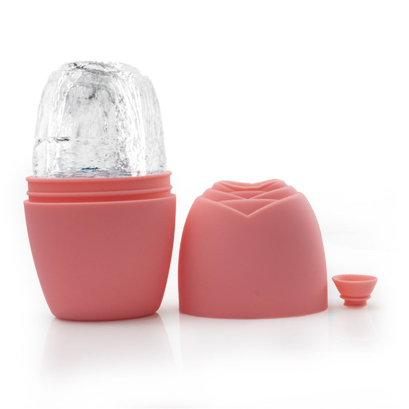 Rose Ice Roller Face Massage Tool with Silicone Base