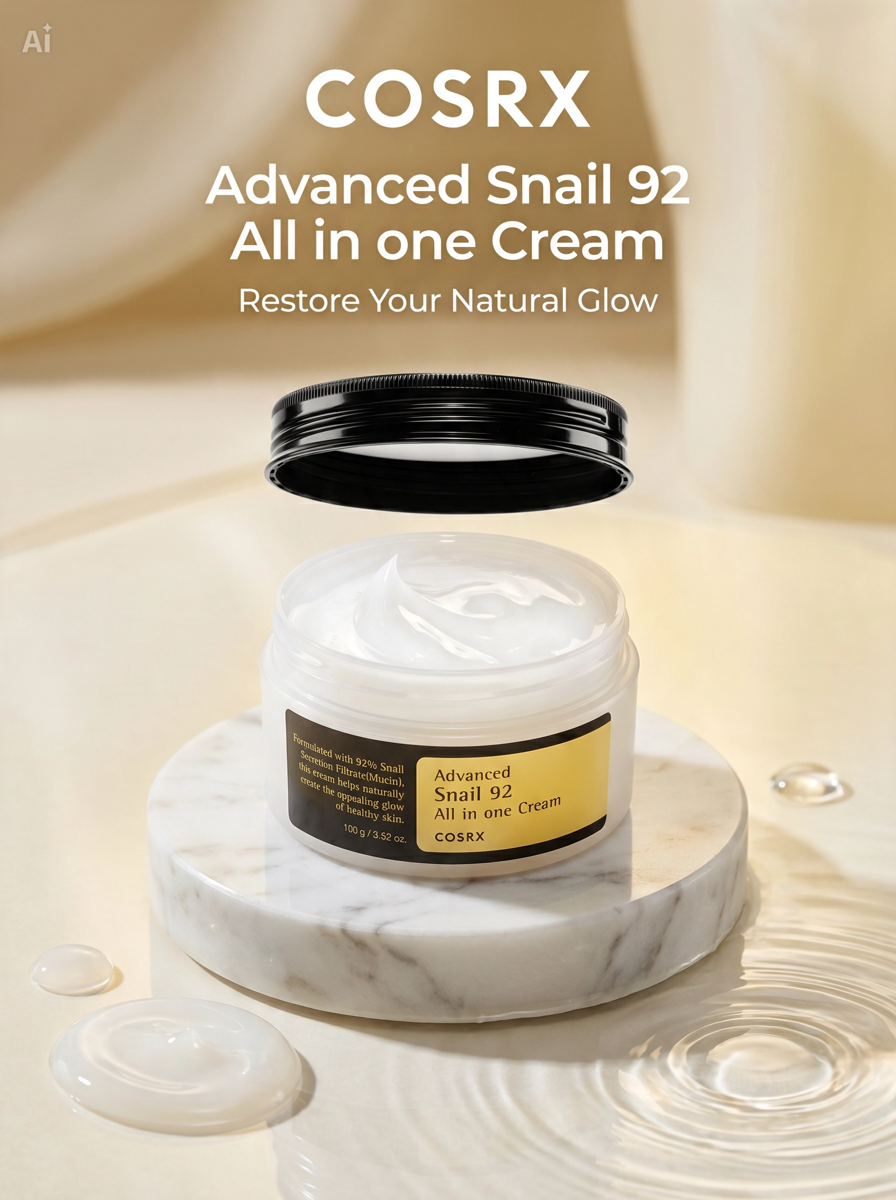 Snail Mucin 92% Face Moisturizer — Soft & Glowy Skin